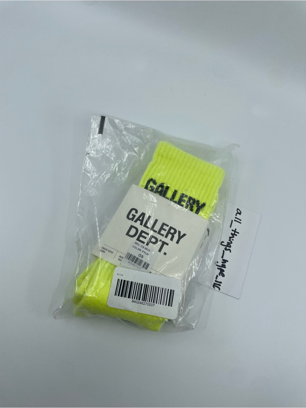 Authentic Gallery Dept Socks FYLW Yellow Streetwear Designer Crew Socks New
